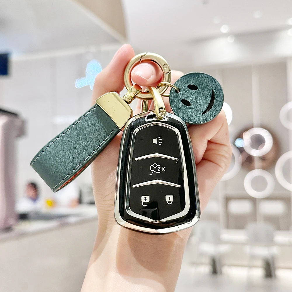 Car Remote Key Holder for Cadillac ATS CT6 CTS DTS XT5 Escalade ESV SRX STS XTS ELR 2014 - 2018 Key Shell Case Cover Keychain