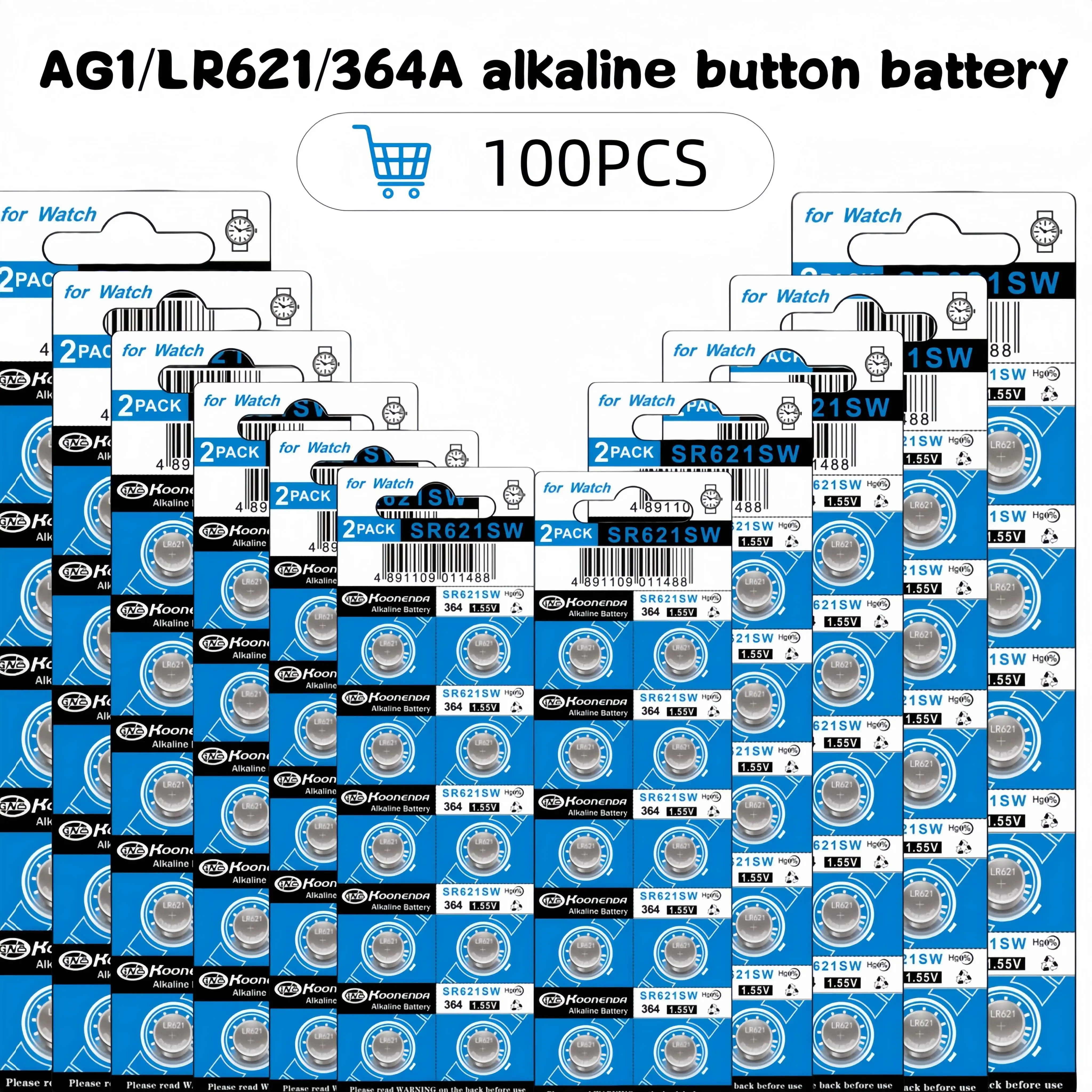 

10-100 PCS AG1 LR621 1.5V Button Battery, High Capacity & Mercury-Free, Stable Power for Watches and Various Electronic Devices
