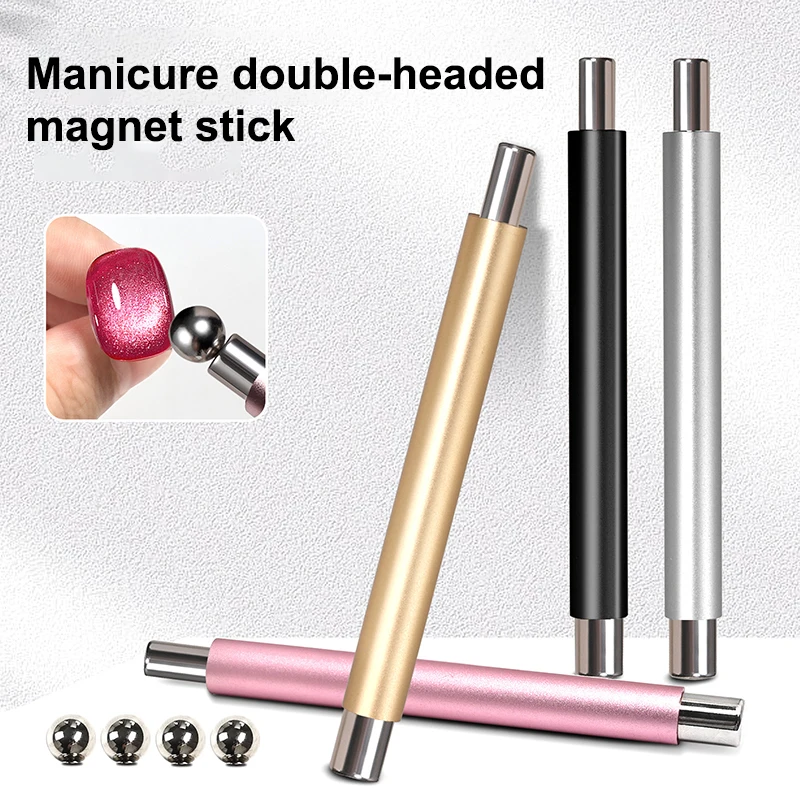 New Nail Art Magnetic Stick Cat Eye Magnetic Ball Aluminum Handle Cylindrical UV Gel Magnet Tools Double End Nail Design Tools