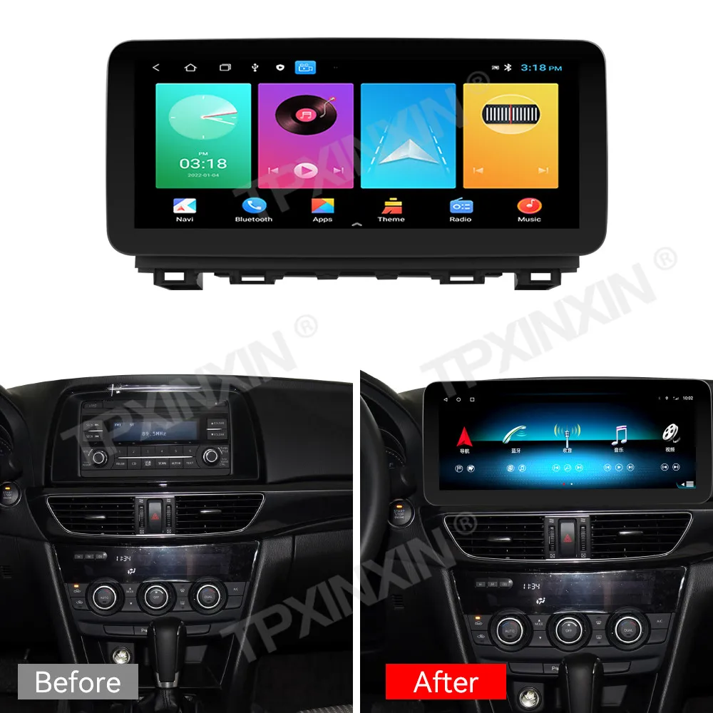 Android 14 Carplay Auto Stereo Multimedia Player For Mazda Atenza 2014-2016 Car Radio GPS Navigation 12.3