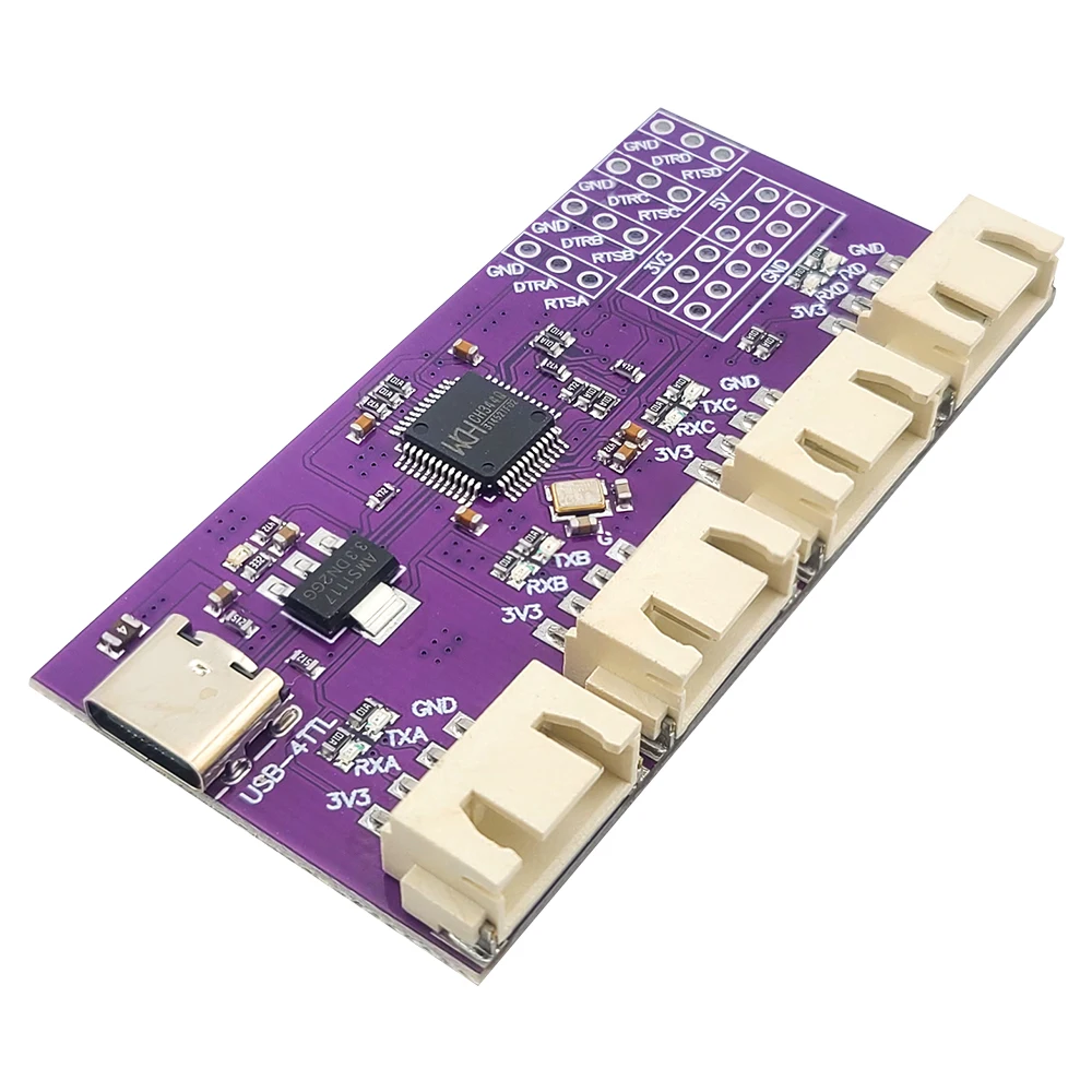 Image of USB zu 4-Port TTL Serial Port Modul 6Mbps High-Speed CH344 Chip Kommunikation Konvertierung Modul Typ-C Schnittstelle