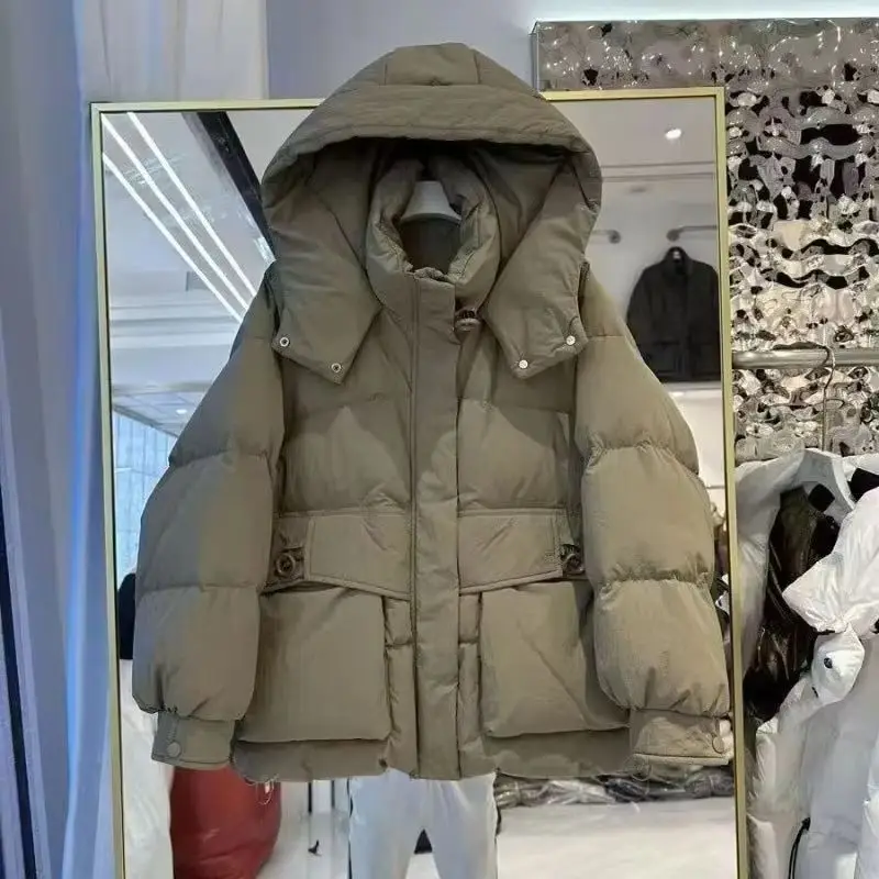 

2025 Winter Women's Korean New Short Style Cotton Jacket Loose Hooded Cotton Coat Thick Western Style Coat Versatile Cotton Coat