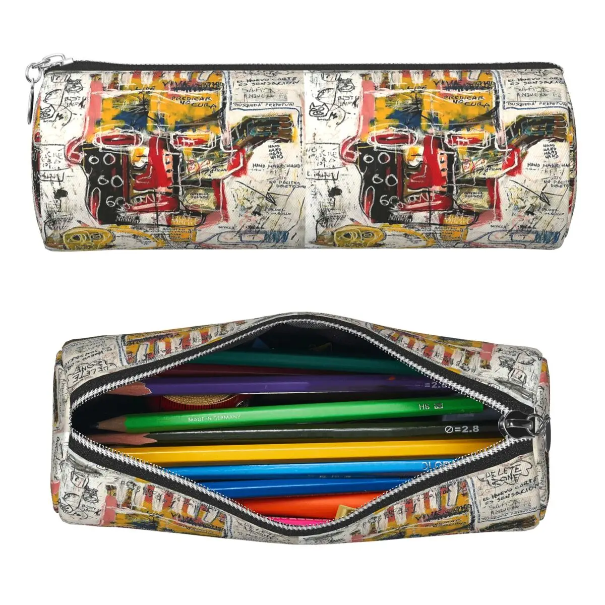 Random Face Pencil Case Pen Holder Cylinder Pen Box Pencil Bag for Boys Girls Stationery Supplies