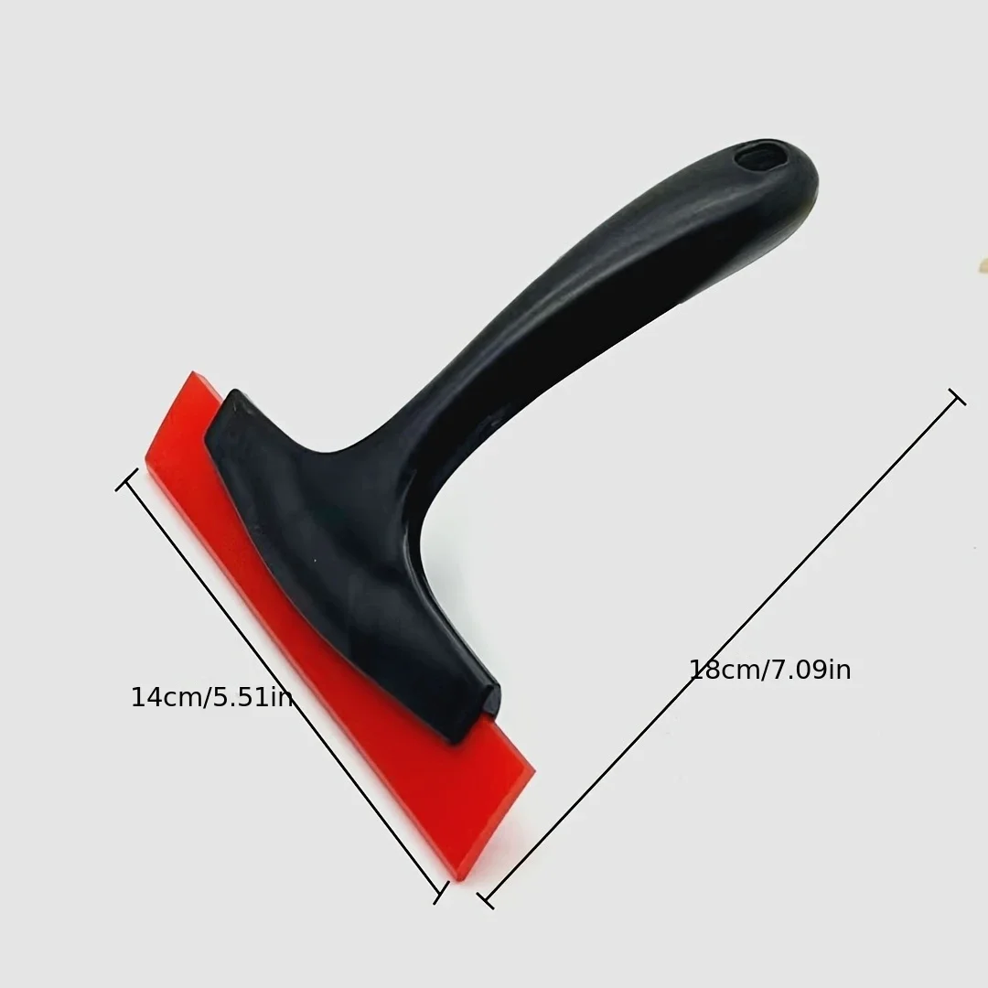 Car Window Rubber Squeegee, Black Handle Red Rubber Car Auto Ice Scraper Window Snow Removal Cleaning Tool,