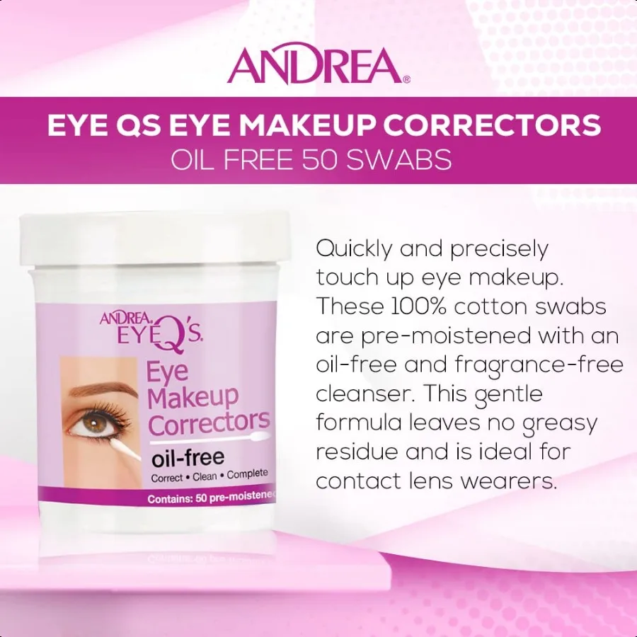 Andrea Eyeq's Oilfree Eye Makeup Correctors Premoistened Swabs 50 Count