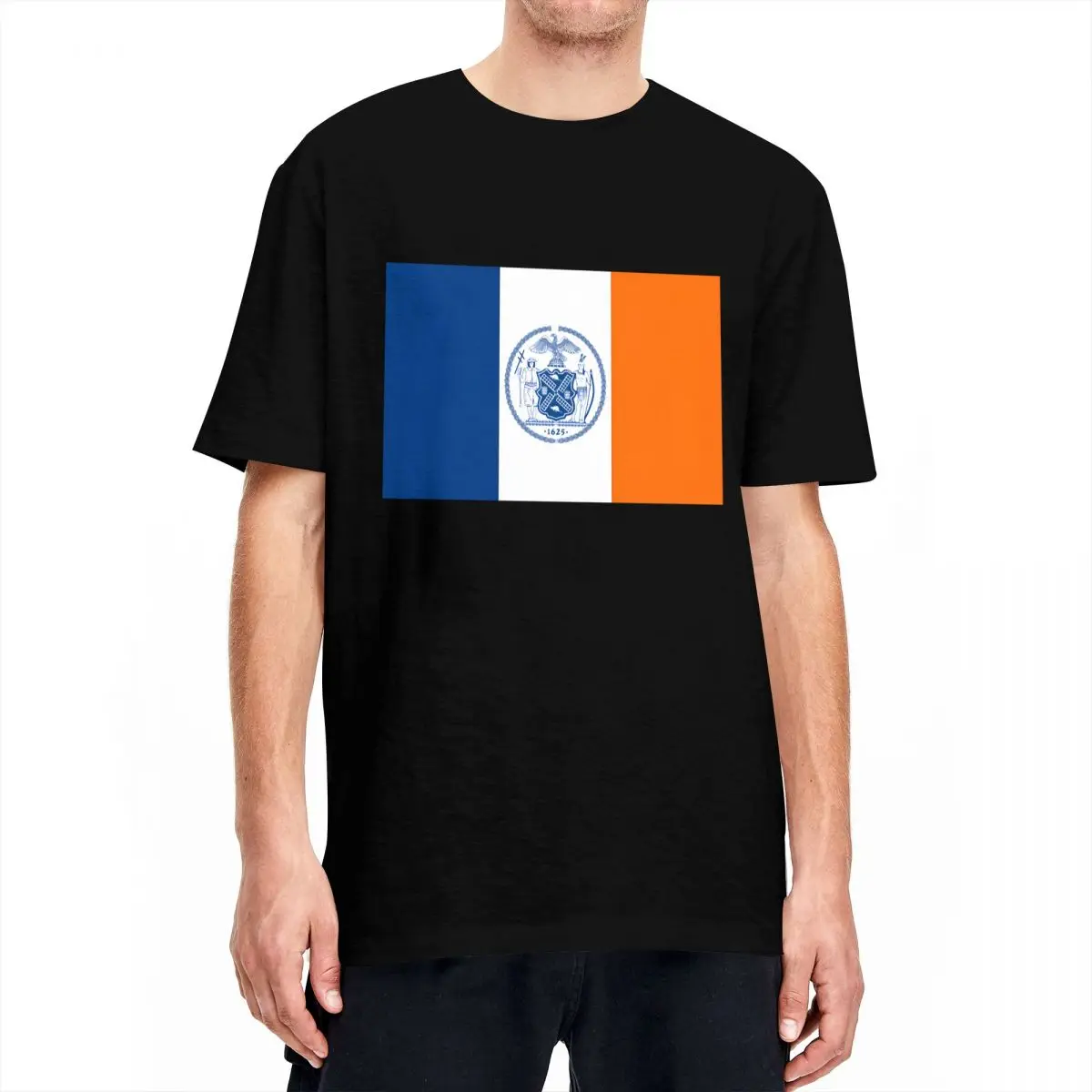 New York City Flag T-Shirt Male USA Vintage 100% Cotton T-Shirts Summer Breathable Harajuku Tees Loose Oversized Clothes