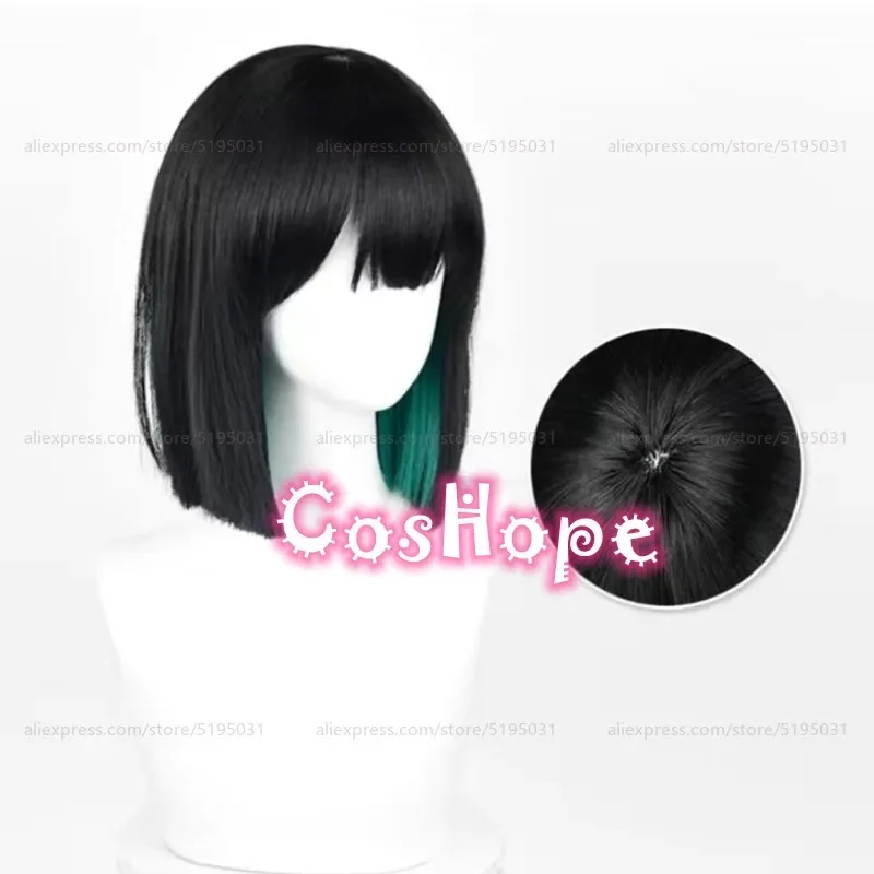 z;3,d'5,g\7/Sua 30cm Short Black Green Mixed Wig Anime Cosplay Wigs Heat Resistant Synthetic Wig6,j.y'8 /c.