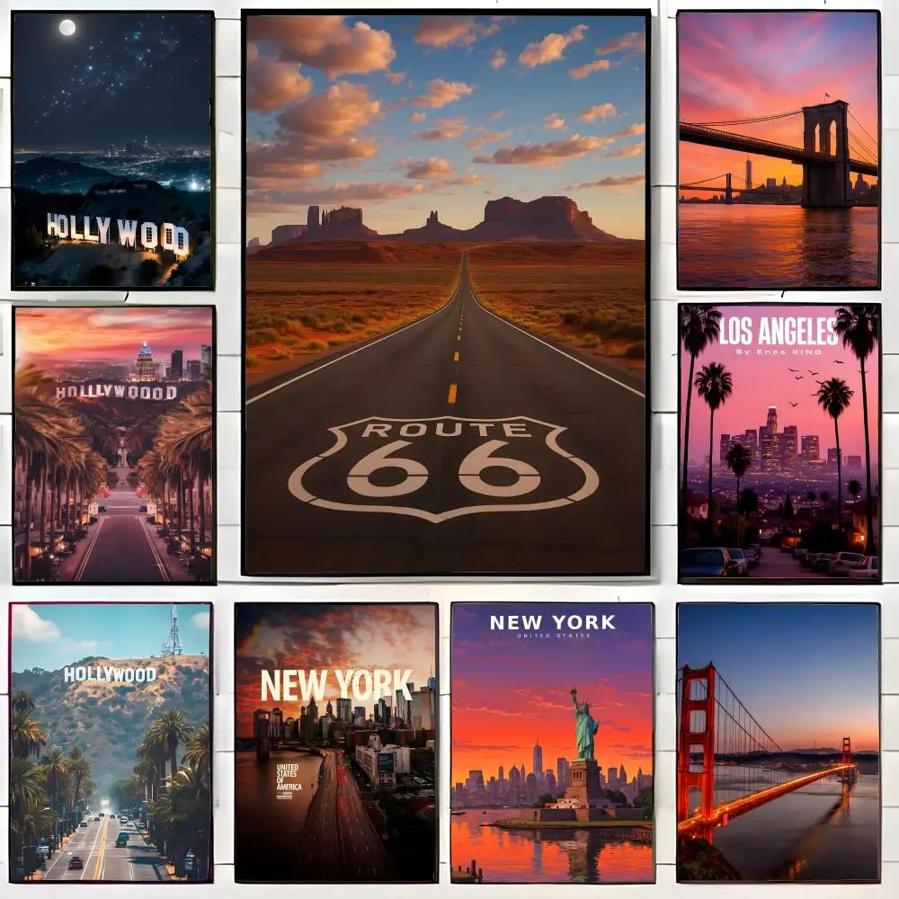 Travel Concept Iconic American landmarks Poster Wall Art Print Decorative Mural Home Decor Gift Unframed