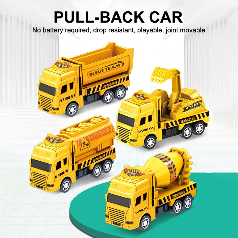 1 Pc Children Pull Back Toy Warrior Engineering Vehicle Model Set Four Mini Cars Educational Toy