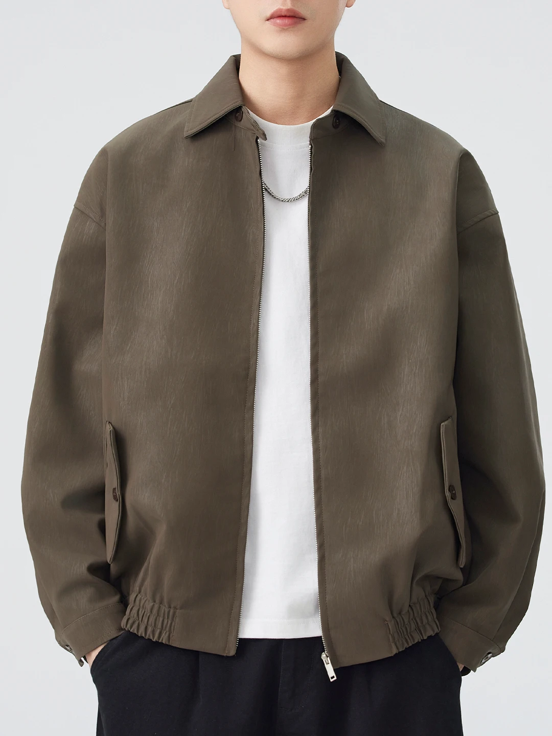 

Свободное мужское кожаное пальто в американском стиле, повседневное свободное уличное пальто, осень-зима, Новое поступление, модное пальто на молнии