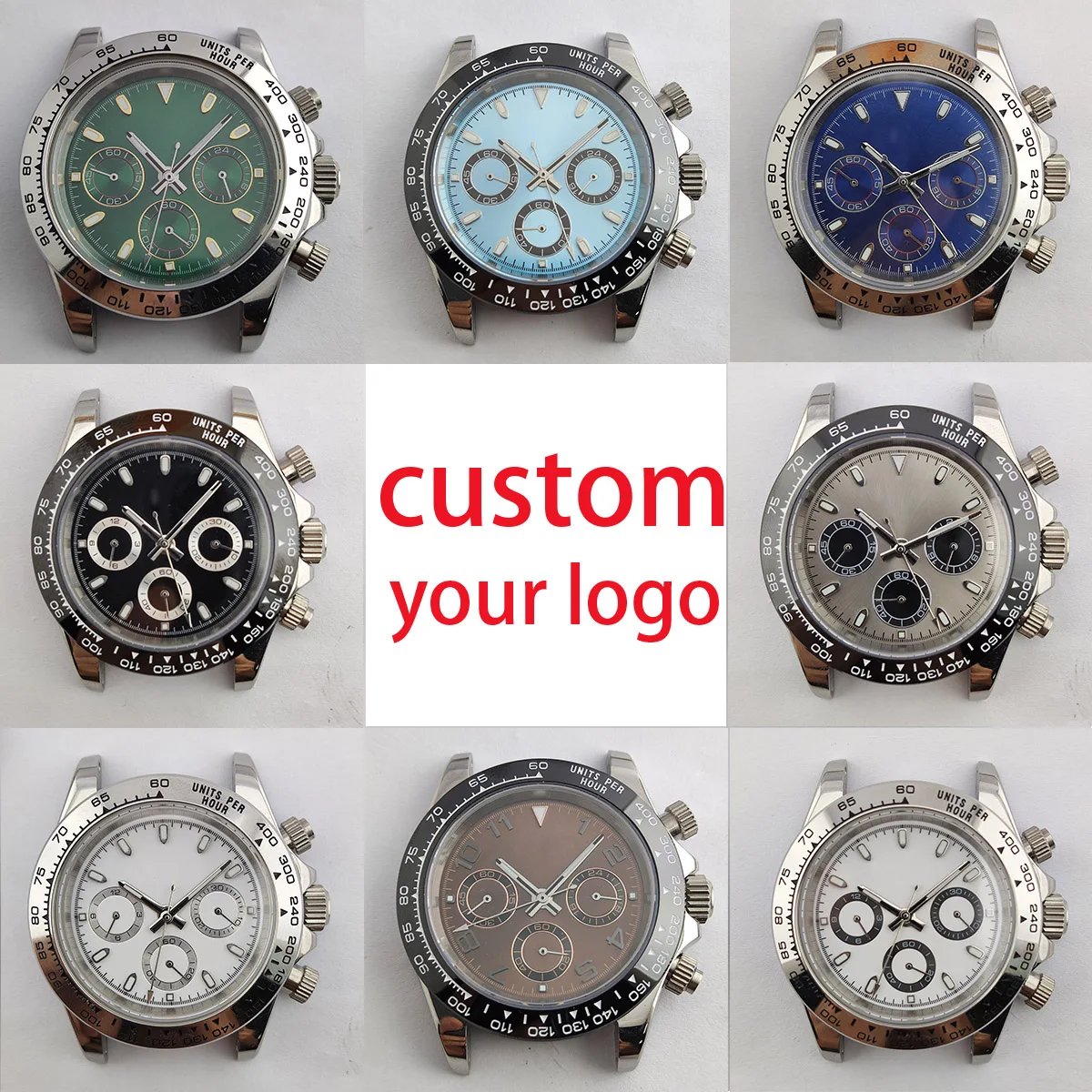 vk63 case custom logo nh35 watch case panda dial japan quartz watch VK63 movement nh36 case chronograph electronic Multifunction