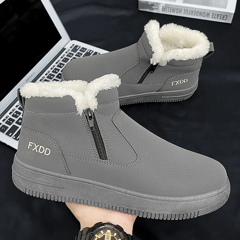 

Мужские зимние ботинки, зимние ботинки с нескользящей подкладкой на меху, толстые высокие хлопковые ботинки для теплого и изоляции, хлопковая обувь
