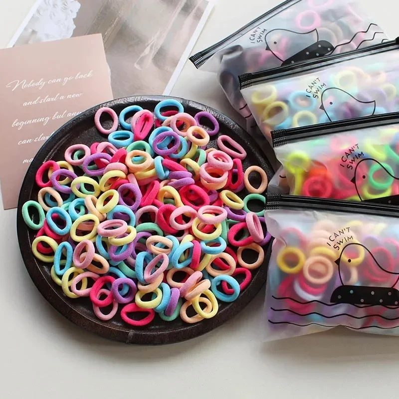 100 pièces de 2 cm, élastiques à cheveux pour enfants, chouchous en caoutchouc pour filles, attaches en nylon pour enfants, bandeaux, accessoires capillaires pour bébés