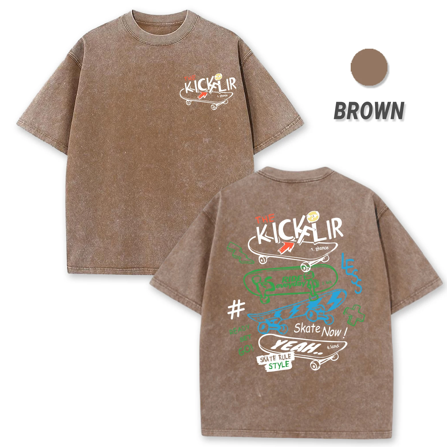 

Мужская стираная футболка с дизайном Kick Flir для скейтборда в стиле хип-хоп, повседневная мягкая хлопковая футболка с короткими рукавами, свободный топ с круглым вырезом