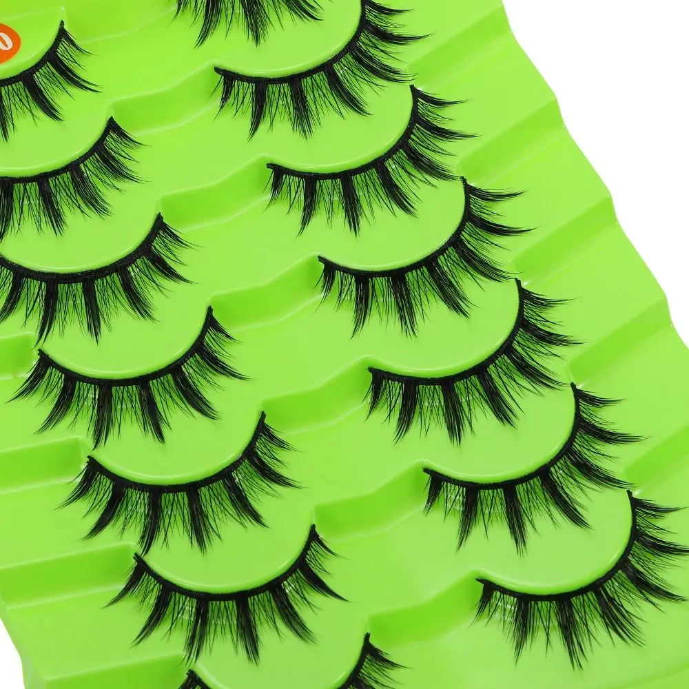 Confezione da 7 paia di ciglia finte cosplay giapponesi visone finto maniche spesse ciglia anime ciglia drammatiche per bambole per donne ragazze