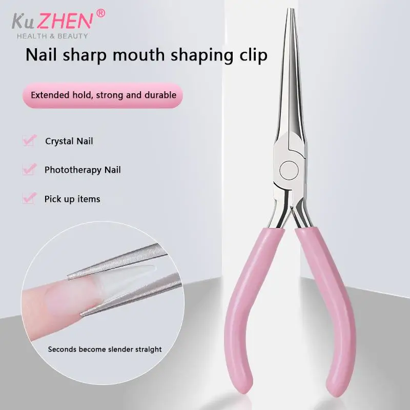 Acrylic Nail Shaping Tweezers C Curve Pinching Tool Gel Quick Building Extension Tips Clips Pink Nail Art Design Manicure Tools