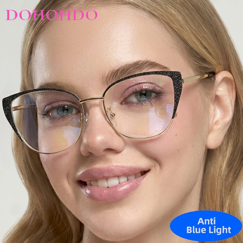 

Popular Retro Brand Design Cat Eye Paillette Anti-Blue Light Glasses Women Men Computer For Office Work Optical Eyewear Lentes