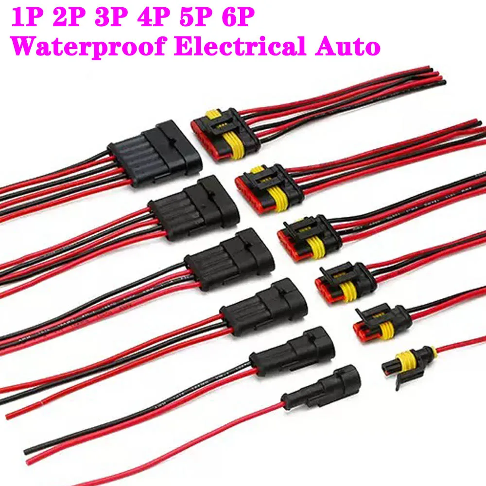

1sets Waterproof 1Pin / 6Pin Electrical Auto Connector Male Female Plug with Wire Cable harness for Car Motorcycle