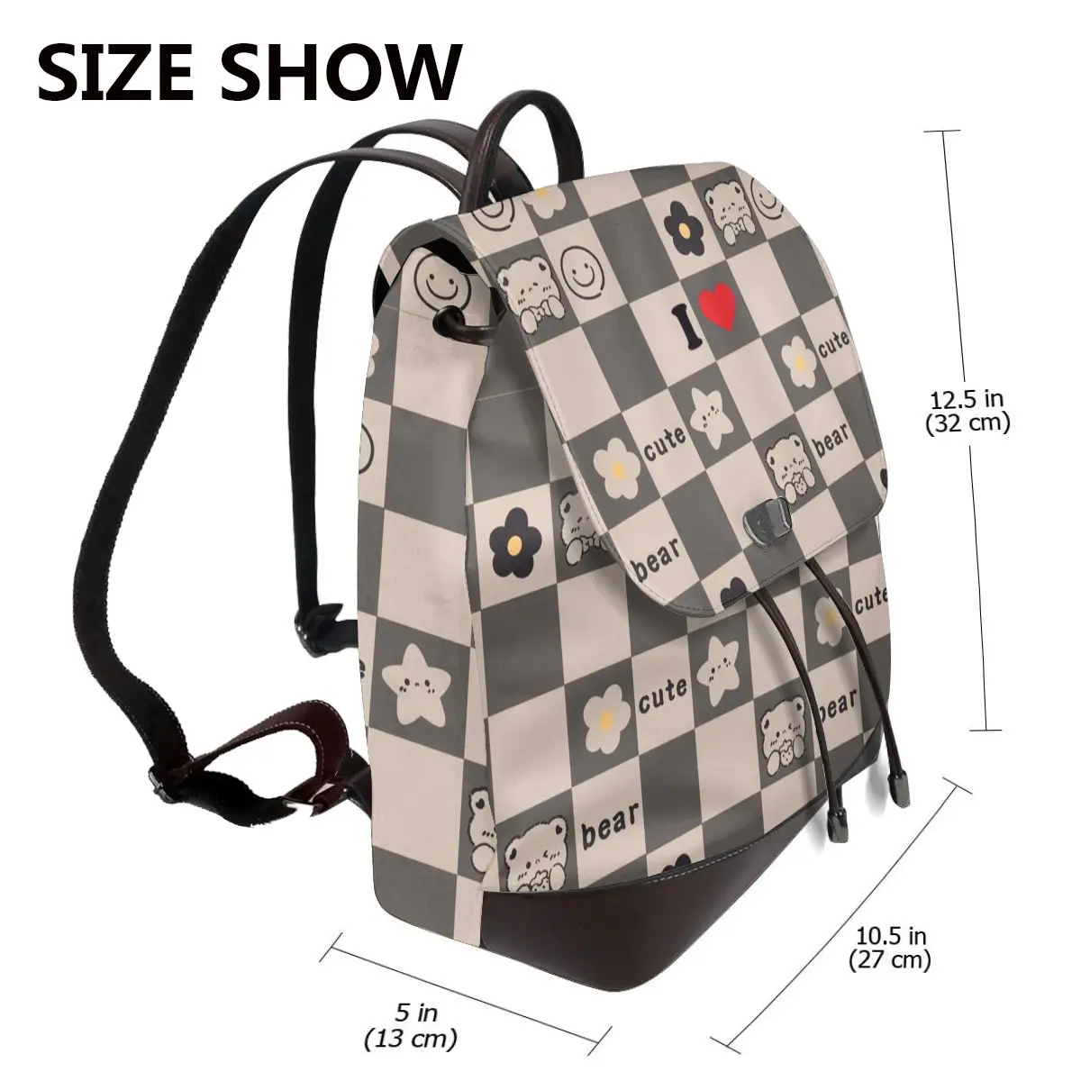 Nuovo I LOVE Zaino multifunzione da donna Borsa da scuola casual in pelle per ragazze Borsa a tracolla da viaggio alla moda