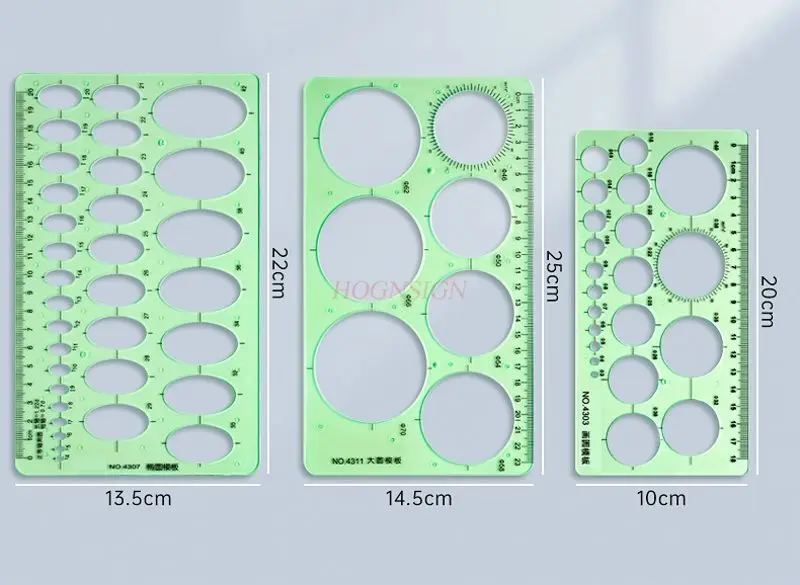 3 قطع مسطرة رسم متعددة الوظائف، مسطرة قالب دائرة الرسم، مسطرة التصميم المعماري، أداة رسم القالب #5