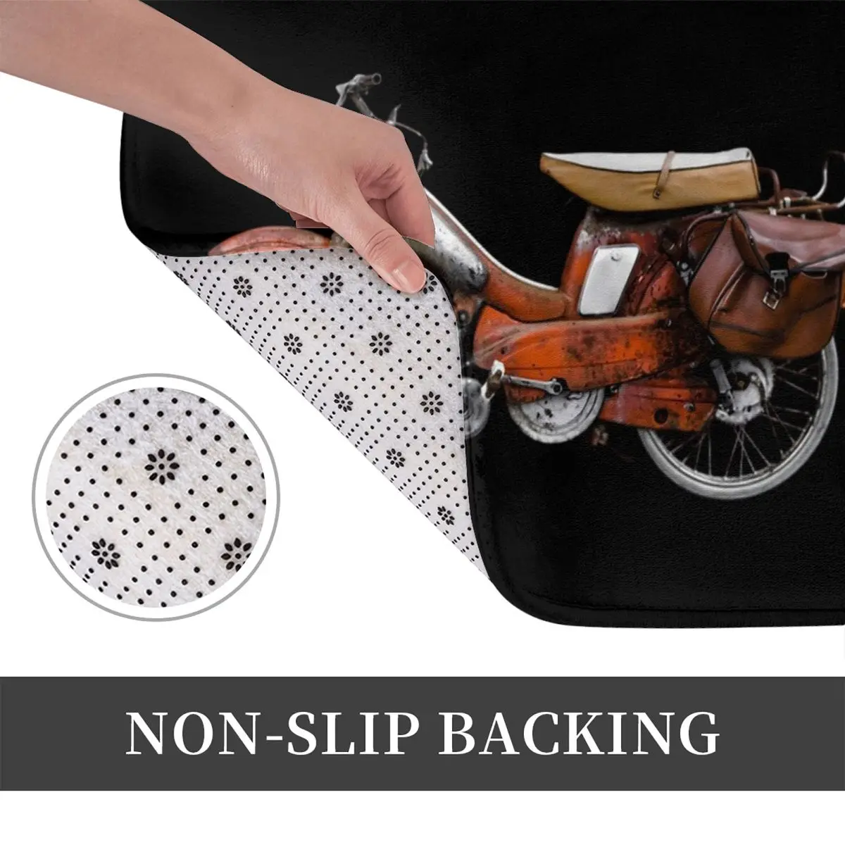 Vintage French Motobecane Moped Non-slip Doormat Floor Mat Antiwear Carpet Rug for Kitchen Entrance Home Bedroom Footpad Mats