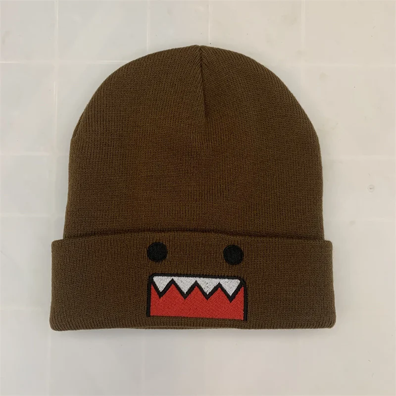 Domo Kun czapka beanie Skullies Gorras jesienno-zimowa czapka z dzianiny dla mężczyzn kobiety Cartoon Anime brązowa czapka