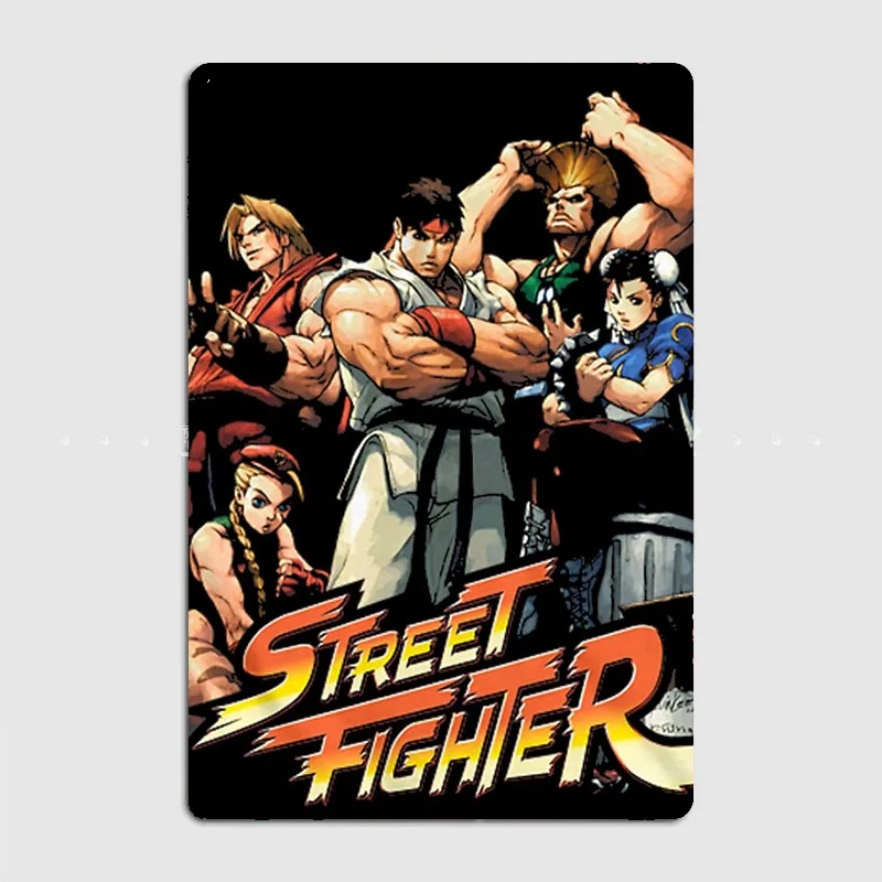 Awesome Characters Street Fighter Anime Metal Sign Poster Garage Room Wall Decor Living Custom Tin Vintage Home Decoration