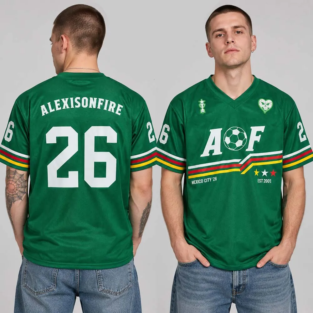 Alexisonfire Mexico 2026 Football Jersey V-neck Short Sleeve Summer Casual T-shirt Graphic Full Print Merch Tees Women Men Shirt