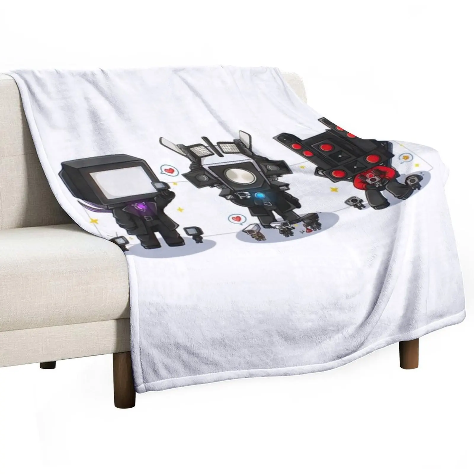 Skibidi Toilet Chibi Throw Blanket Soft Big Loose blankets ands Decorative Sofa Comforter Flannel Blankets