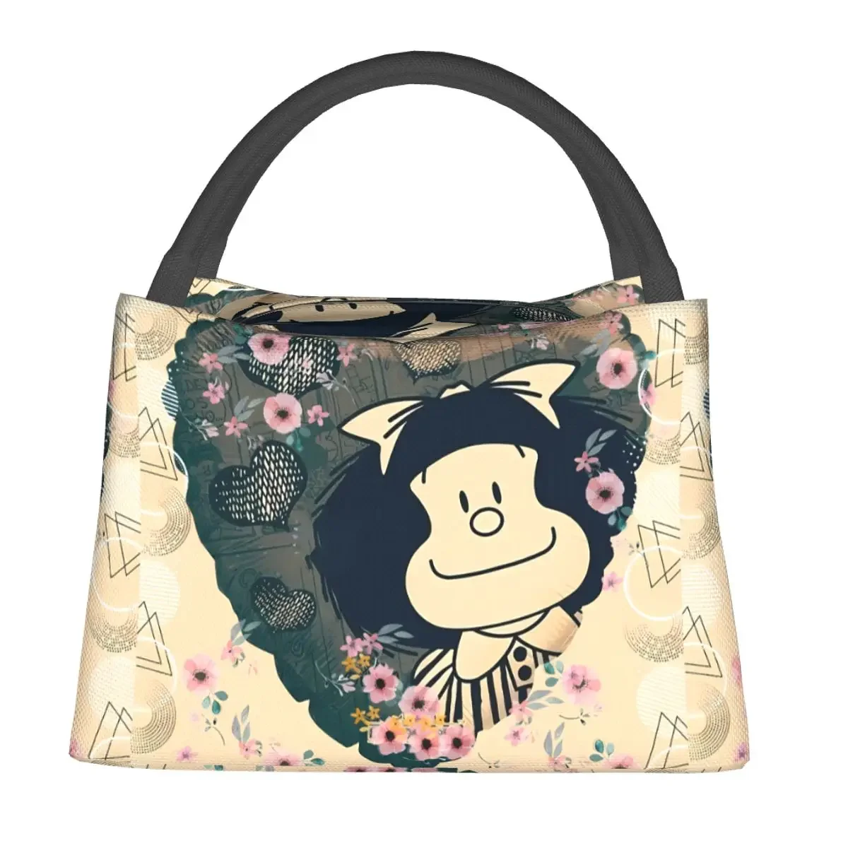 Mafalda Comic Lunch Bag Custom Printed Funny Lunch Box Travel Portable Insulated Tote Food Bags Print Cooler Bag