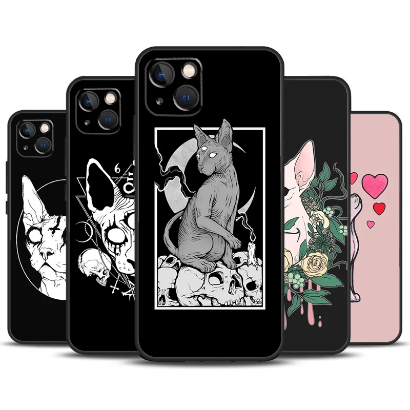 Satanic Sphynx Case For iPhone 16 15 14 13 12 11 Pro Max Plus X XS Max XR 7 8 Cover Accessories