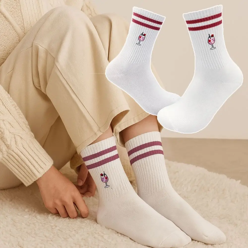 

New Cotton Pilates Socks Breathable Sweat-absorbent Yoga Socks Harajuku Street Non-Slip Grip Mid Tube Socks