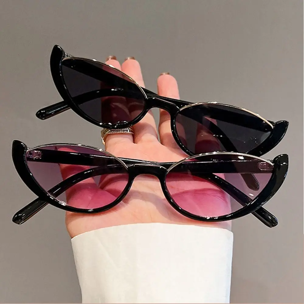 Trendy Women Men Small Sun Glasses Cat Eye Sunglasses Half-frame Shades