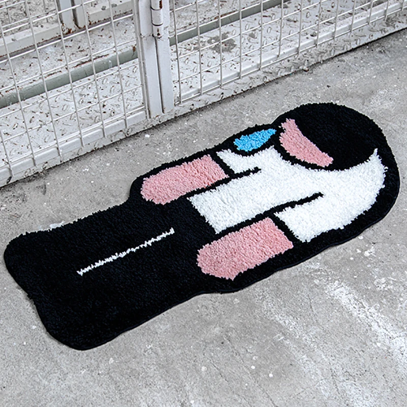 Tufting Sadness Man Bathroom Mat Soft Plushy Rug Bedroom Bedside Carpet Doormat Floor Anti Slip Pad Funny Home Room Decor