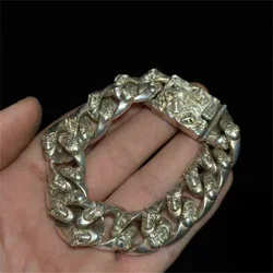 Mai Chuang/ China Old Tibetan Silver Exquisite Skull Bracelet Hip-hop Personality Trend Men's and Women's Fashion Gifts