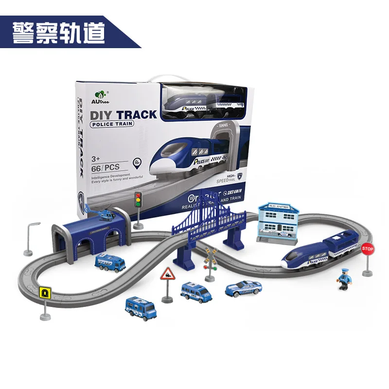 New 66-92pcs 1set Rail Car Children'S Puzzle Diy Toy Multi Functional Rail Magnetic Train Theme Set