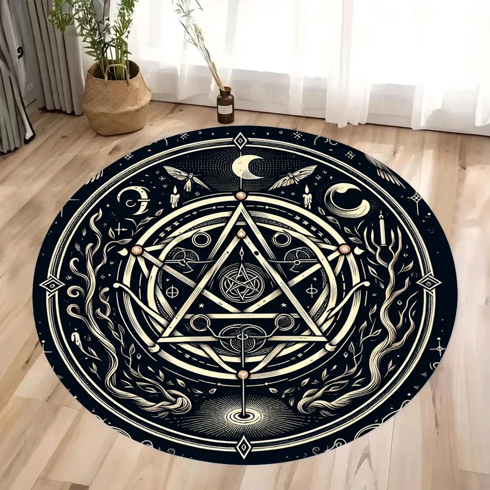 Crystal Velvet Cartoon Magic Round Rug Sophisticated Floor Mat for Living Room Bedroom Balcony Hotel Decor