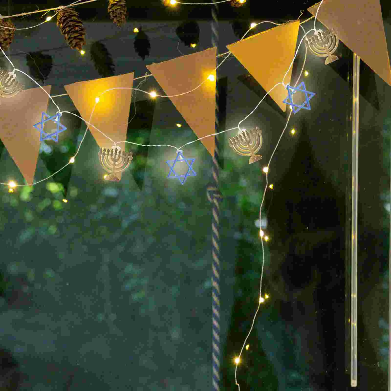 Suportes Hanukkah String Lights Fontes para festas Fairy Star Indoor Favors Decorações