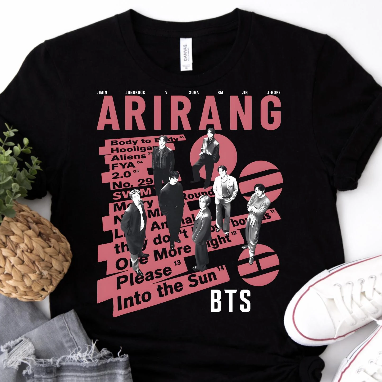 Camiseta de algodón a juego para la familia, estilo Y2K, para hombre y mujer, regalo de merchandising del concierto BTS Arirang World Tour Bangtan 2026, para fanáticos del Kpop, verano 2026