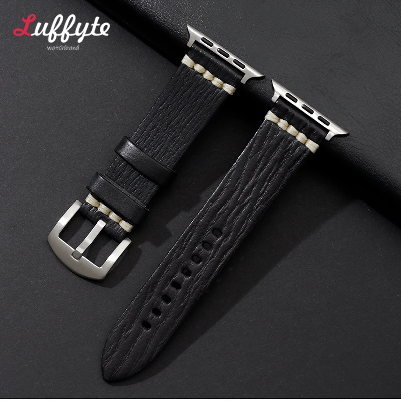 Genuine Leather Strap for Apple Watch Band Series 9 8 7 6 5 SE Leather Strap for IWatch Ultra 49mm 45mm 44mm 41mm 40mm 38mm