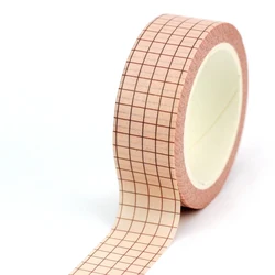 1PC. 10M Decor Cute Dark Beige Grid Washi Tape for Planner Scrapbooking Adhesive Stickers Masking Tape Kawaii Papeleria
