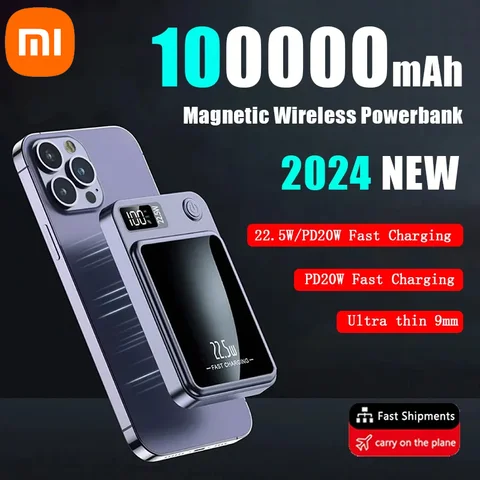 샤오미 100000 mAh 용량 전원 은행 자기 무선 22.5W Iphone15 삼성을 위한 매우 빠른 충전 자기 전원 은행