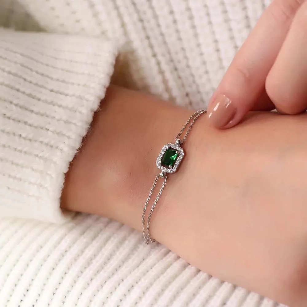 

Stonefans Baguette Green Bracelet for Women Y2k Rhinestone Charm Fashion Hand Wedding Jewelry Accessories Designer Decoratons