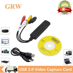 GRWIBEOU USB 2.0 do RCA Adapter na kabel do konwertera USB 2.0 RCA Audio wideo karta przechwytująca do TV DVD VHS przechwytywanie urządzenie do Win7/8/XP