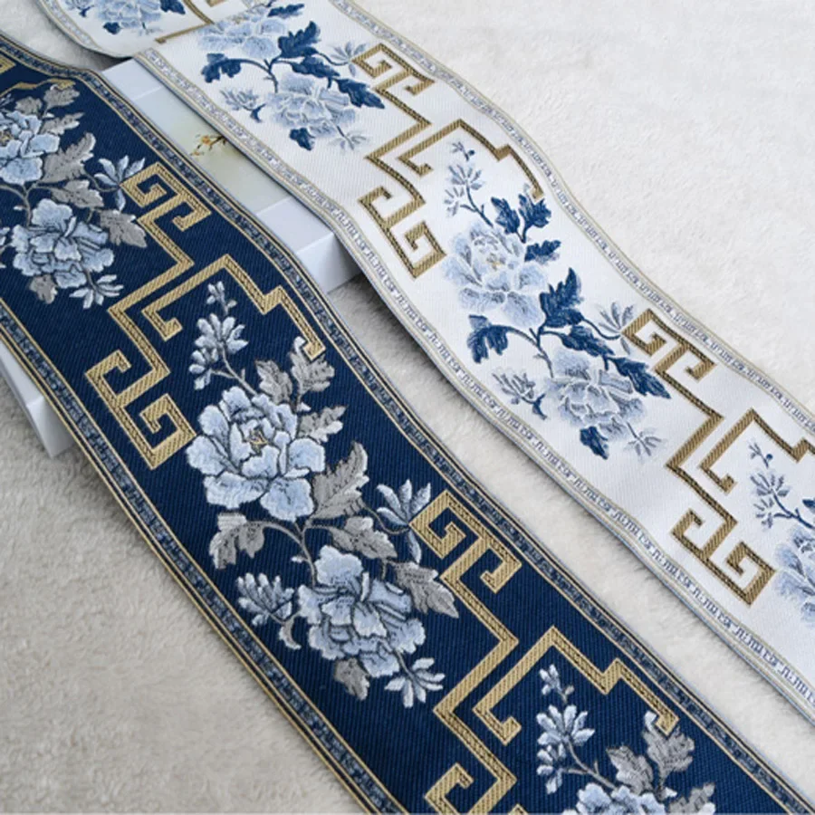 12cm Wide Jacquard Woven Ribbon Stripe Curtain Sofa Ethnic Decoration Belt 8 Yards Webbing DIY Trim