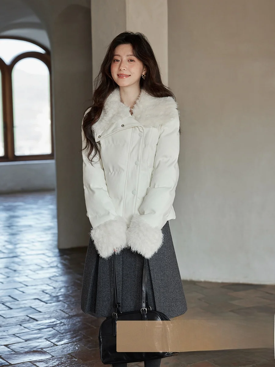 

Chic Unique Winter Cotton Jaet Women's Sli Warm Plu Coat Ele Faionable Commute Straight Tube Thiened Long Sve