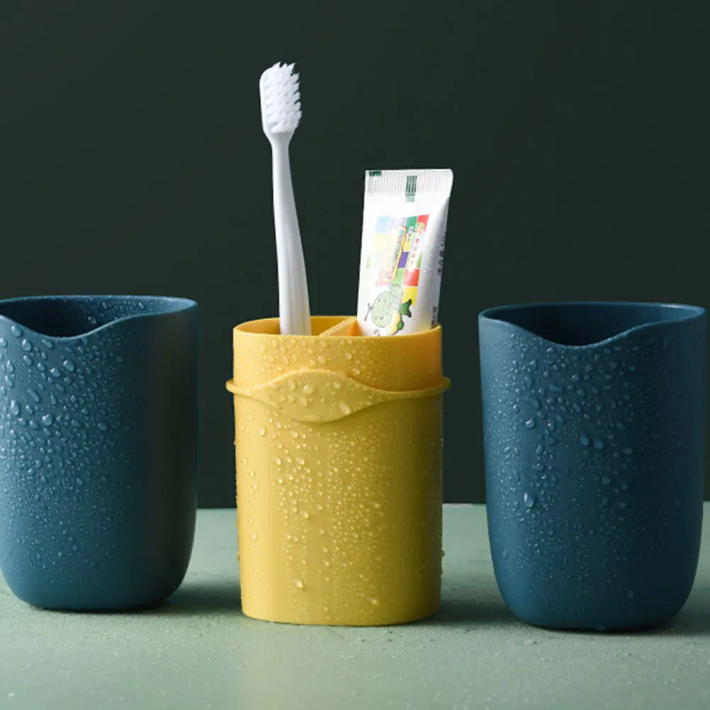 

Portable Mouthwash Cup Toothbrush Holder Travel Water Mug Toothpaste Case Outdoor Box Storage Clean PP Material Long Use Small