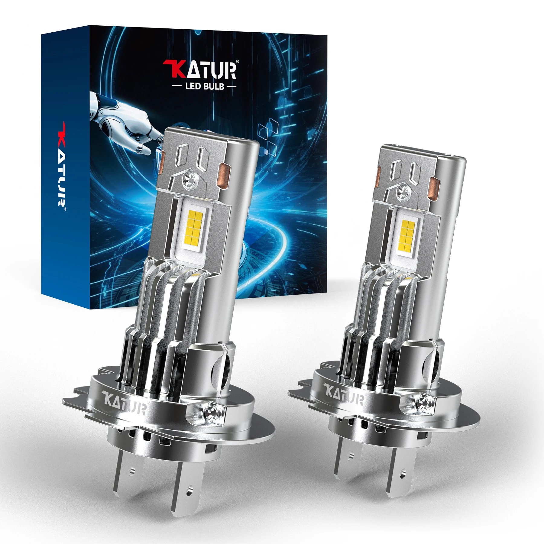 

Katur 2pcs H7 Car Led Headlight with Fan DRL Day Light Plug and Play For Peugeot 2008 2015 ~ 2023 206 207 301 307 308 5008 4008