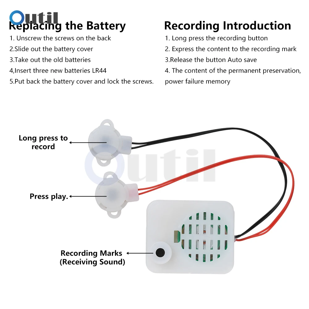 Voice Box Recordable Sound Module Plush Toy Voice Message Recorder Device ForPlush Toy Stuffed Animal Sound Recorder Clear Voice