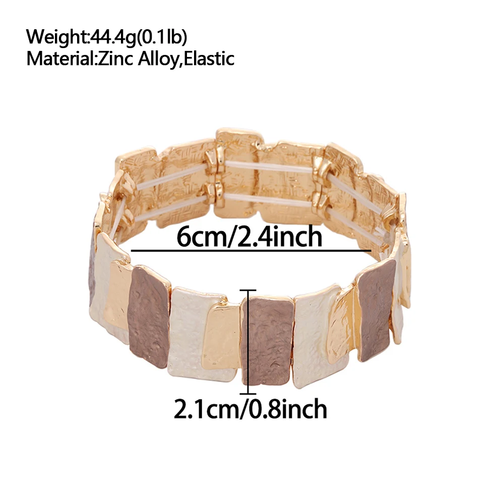 Fashion Geometric Elastic Strand Bracelet for Women Accessories New Trendy Alloy Gold Color Bangle Daily Party Prom Jewelry Gift